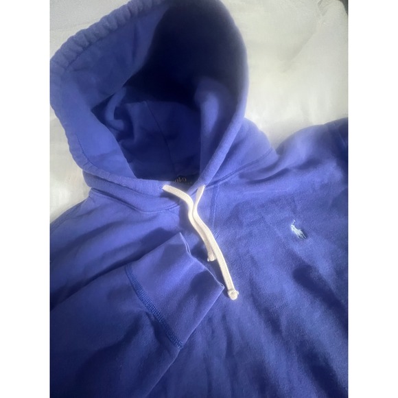 Polo Ralph Lauren Mens Large Royal Blue Fleece Hoodie Embroidered Pony Logo L - Picture 7 of 8